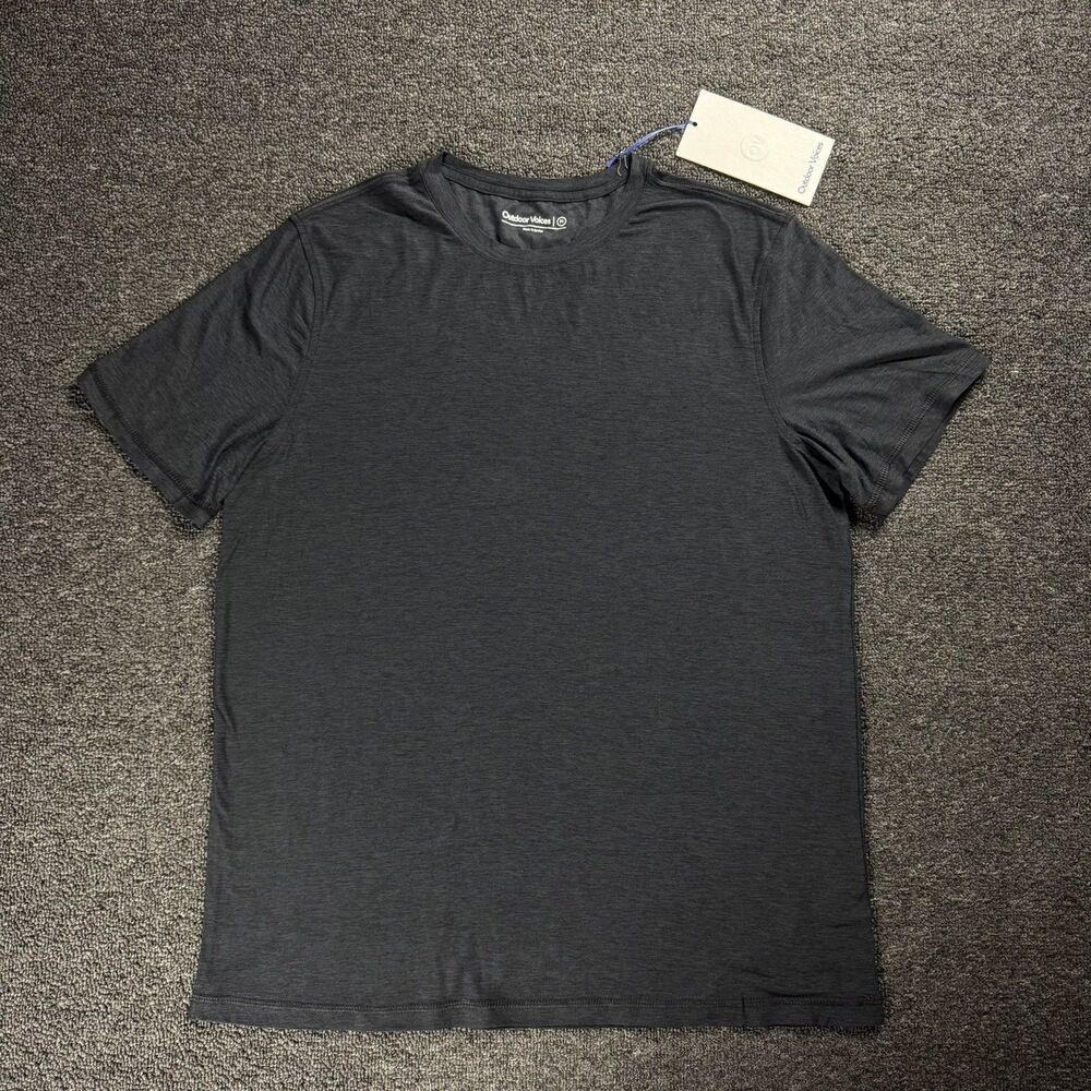 Outdoor Voices Men's Classic Fit Soft & CloudKnit T-Shirt Black Heather Sz M